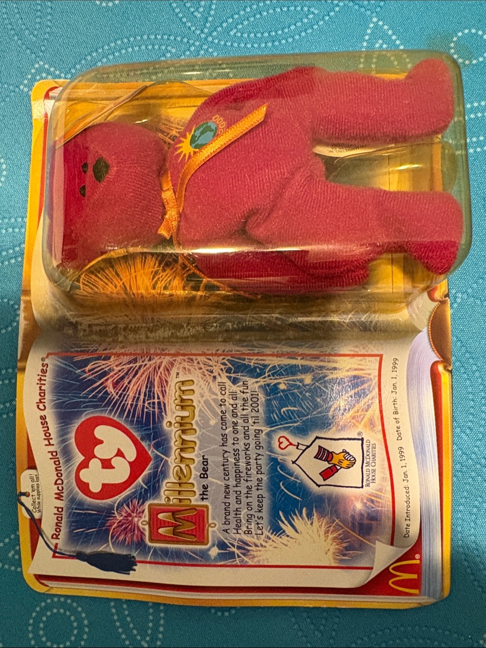 Ty Millennium Bear Red with Gold Accents